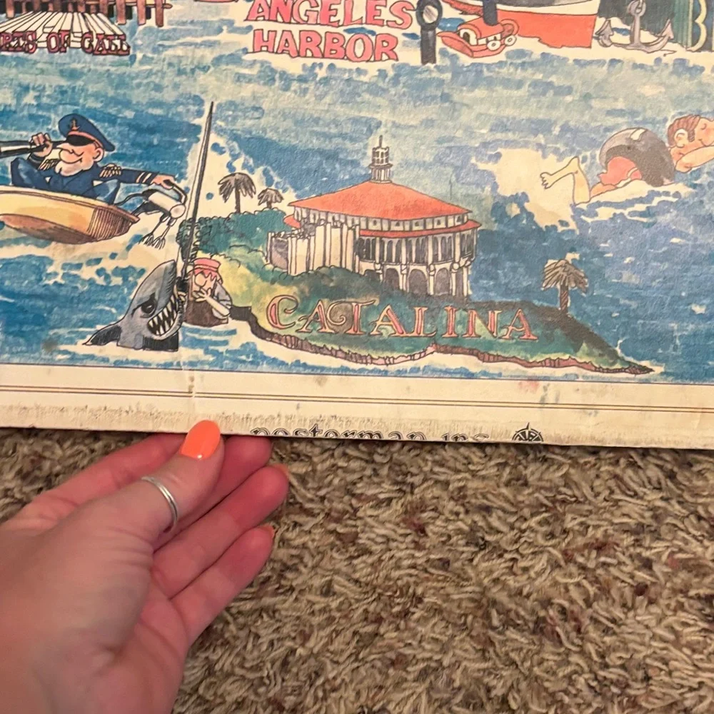RARE VINTAGE LOS ANGELES POSTER MAP PRINT - BY RANDY AKERS 1970